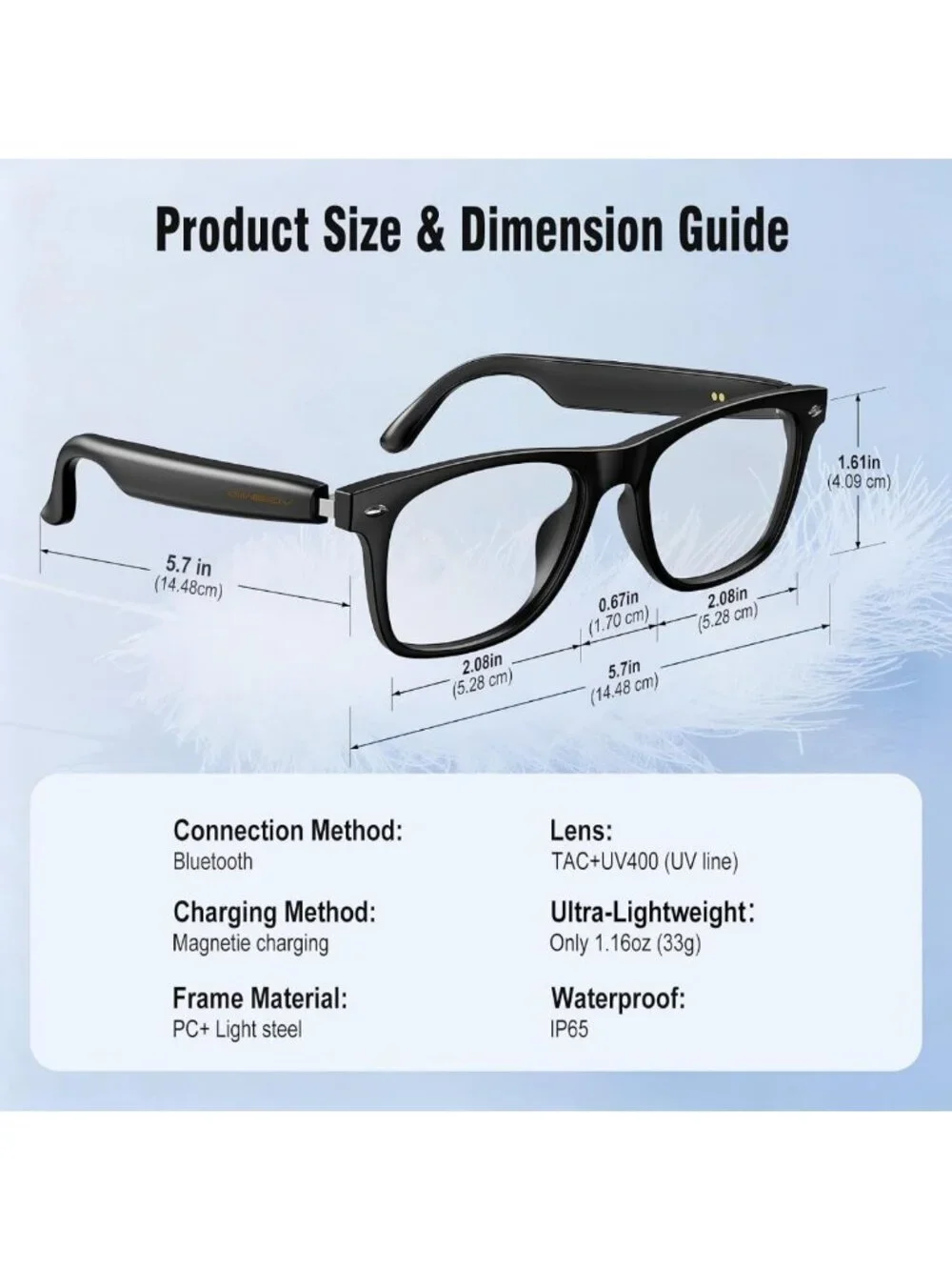 Audio Photochromic Smart Glasses for Men & Women - Translation & Music Features
